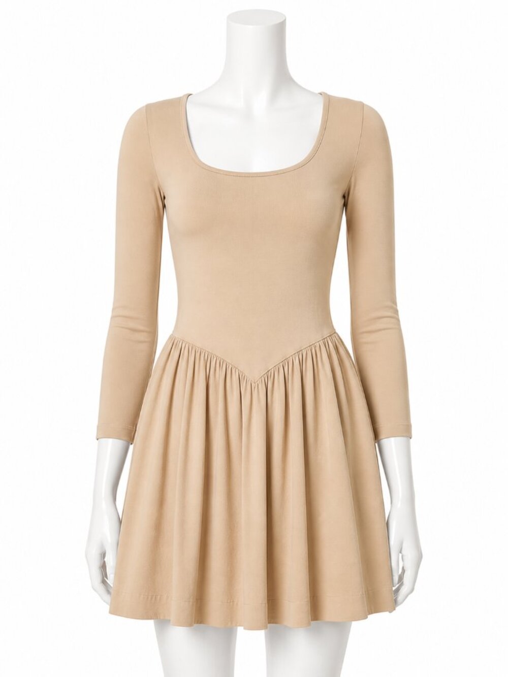 NWT Free People Onda Long Sleeve Mini Dress Square Neck Stretch Cotton